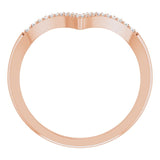 14K Gold Round Natural Diamond Accented V Ring - Rose Gold - view 2