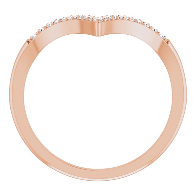 14K Gold Round Natural Diamond Accented V Ring - Rose Gold - view 2