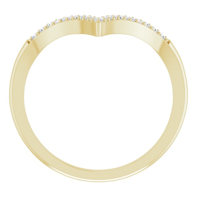 14K Gold Round Natural Diamond Accented V Ring - Yellow Gold - view 2