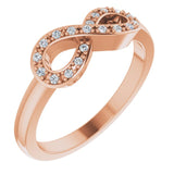 14K Gold Round Natural Diamond Infinity-Inspired Ring V - Rose Gold