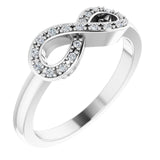 14K Gold Round Natural Diamond Infinity-Inspired Ring V - White Gold