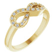 14K Gold Round Natural Diamond Infinity-Inspired Ring V - Yellow Gold