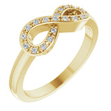 14K Gold Round Natural Diamond Infinity-Inspired Ring V - Yellow Gold