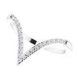 14K Gold Round Natural Diamond Accented V Ring - White Gold - view 5