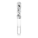 14K Gold Round Natural Diamond Stackable Rope Ring - White Gold - view 4