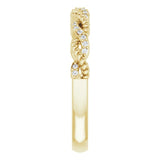 14K Gold Round Natural Diamond Stackable Rope Ring - Yellow Gold - view 4