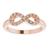 14K Gold Round Natural Diamond Infinity-Inspired Ring V - Rose Gold - view 3