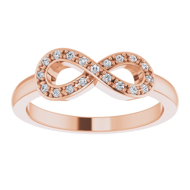 14K Gold Round Natural Diamond Infinity-Inspired Ring V - Rose Gold - view 3