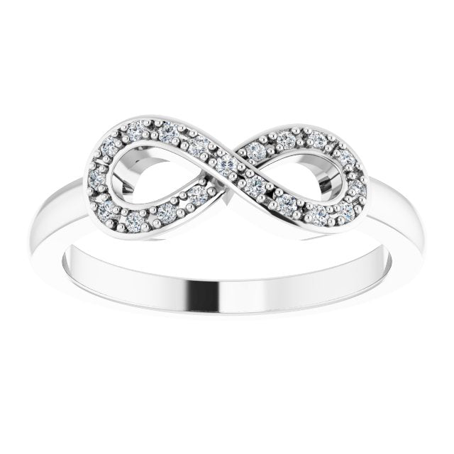 14K Gold Round Natural Diamond Infinity-Inspired Ring V - White Gold - view 3