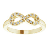 14K Gold Round Natural Diamond Infinity-Inspired Ring V - Yellow Gold - view 3