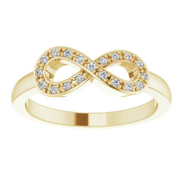 14K Gold Round Natural Diamond Infinity-Inspired Ring V - Yellow Gold - view 3