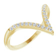 14K Gold Round Natural Diamond Accented V Ring - Yellow Gold