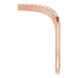 14K Gold Round Natural Diamond Accented V Ring - Rose Gold - view 4