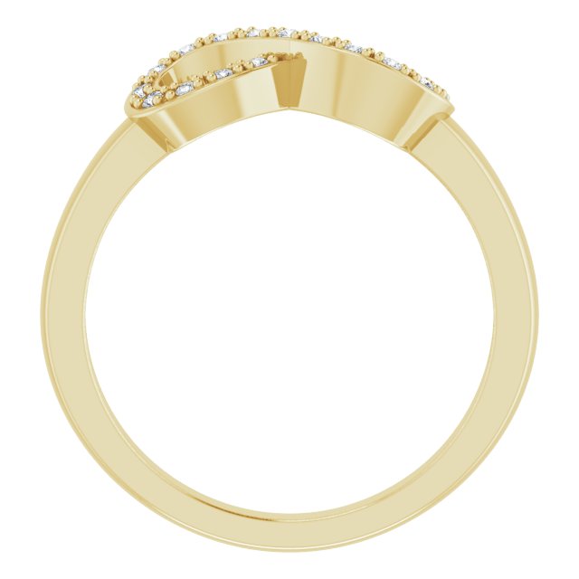 14K Gold Round Natural Diamond Infinity-Inspired Ring V - Yellow Gold - view 2