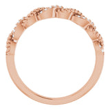 14K Gold Round Natural Diamond Stackable Rope Ring - Rose Gold - view 2