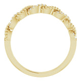 14K Gold Round Natural Diamond Stackable Rope Ring - Yellow Gold - view 2