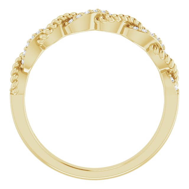 14K Gold Round Natural Diamond Stackable Rope Ring - Yellow Gold - view 2