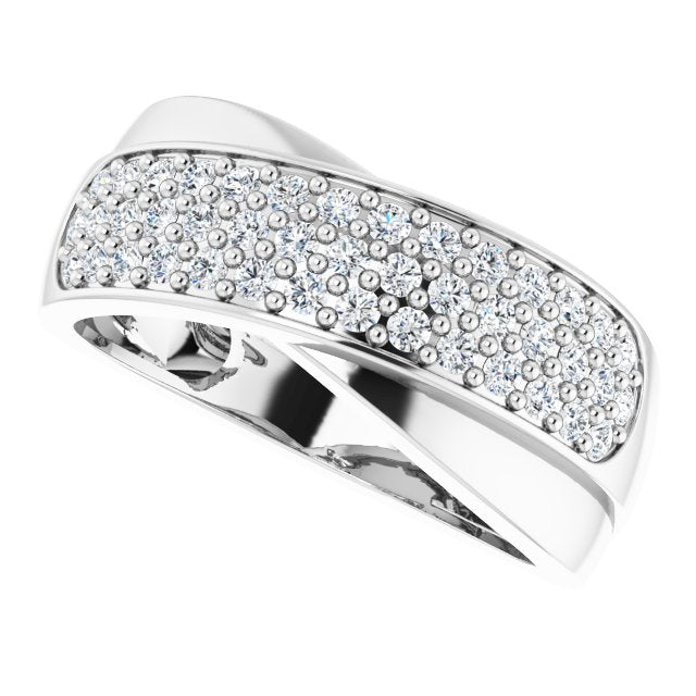 14K Gold Round Natural Diamond Criss-Cross Ring – 5/8 CTW - view 5