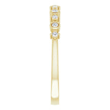 14K Gold Round Natural Diamond Stackable Ring V - Yellow Gold - view 4