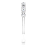 14K Gold Round Natural Diamond Stackable Ring V - White Gold - view 4