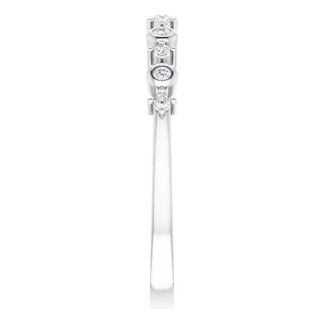 14K Gold Round Natural Diamond Stackable Ring V - White Gold - view 4