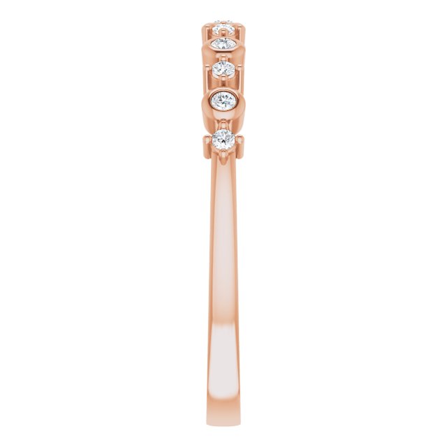 14K Gold Round Natural Diamond Stackable Ring V - Rose Gold - view 4