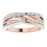 14K Gold Round Natural Diamond Criss-Cross Ring No. 21 - view 3