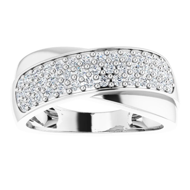14K Gold Round Natural Diamond Criss-Cross Ring – 5/8 CTW - view 3
