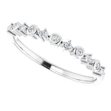 14K Gold Round Natural Diamond Stackable Ring V - White Gold - view 5