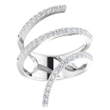 14K Gold Round Natural Diamond Spiral Wrap Ring - White Gold - view 3