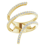14K Gold Round Natural Diamond Spiral Wrap Ring - Yellow Gold - view 3