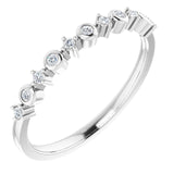 14K Gold Round Natural Diamond Stackable Ring V - White Gold