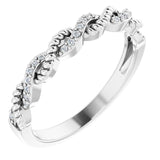 14K Gold Round Natural Diamond Stackable Rope Ring - White Gold