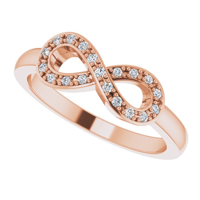 14K Gold Round Natural Diamond Infinity-Inspired Ring V - Rose Gold - view 5