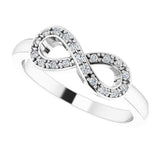 14K Gold Round Natural Diamond Infinity-Inspired Ring V - White Gold - view 5