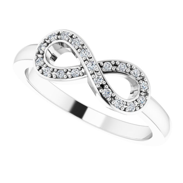 14K Gold Round Natural Diamond Infinity-Inspired Ring V - White Gold - view 5
