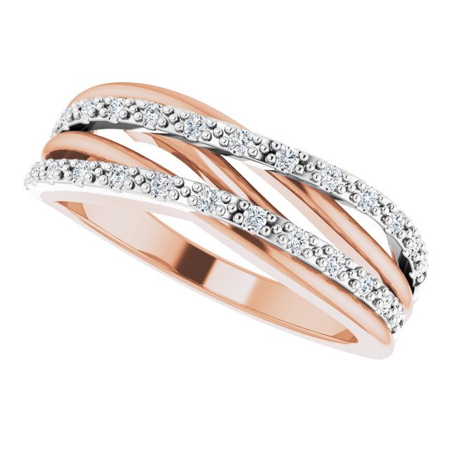 14K Gold Round Natural Diamond Criss-Cross Ring No. 21 - view 5