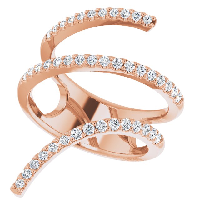 14K Gold Round Natural Diamond Spiral Wrap Ring - Rose Gold - view 5