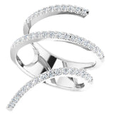14K Gold Round Natural Diamond Spiral Wrap Ring - White Gold - view 5