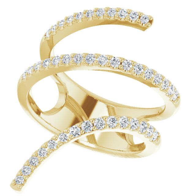 14K Gold Round Natural Diamond Spiral Wrap Ring - Yellow Gold - view 5