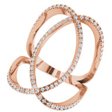14K Gold Round Natural Diamond Interlocking Ring II - Rose Gold - view 5