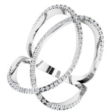 14K Gold Round Natural Diamond Interlocking Ring II - White Gold - view 5