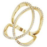 14K Gold Round Natural Diamond Interlocking Ring II - Yellow Gold - view 5
