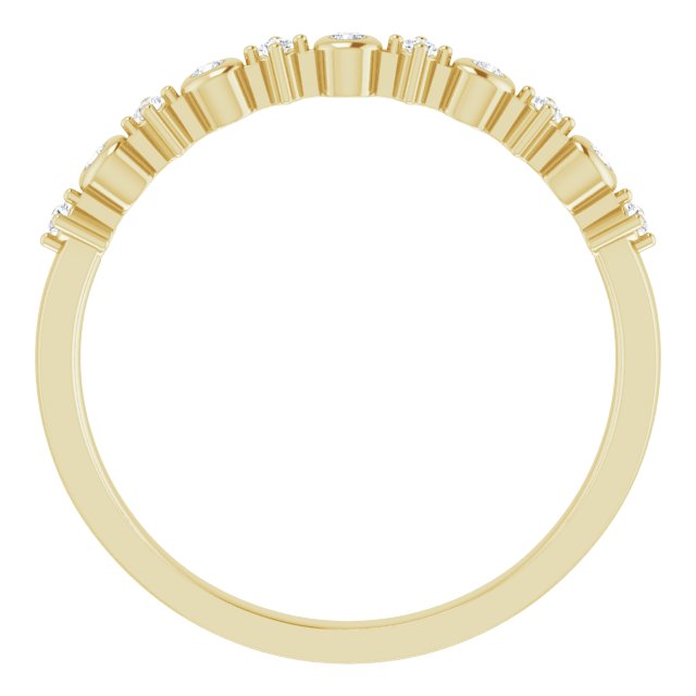 14K Gold Round Natural Diamond Stackable Ring V - Yellow Gold - view 2