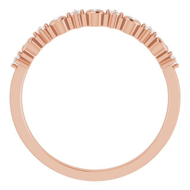 14K Gold Round Natural Diamond Stackable Ring V - Rose Gold - view 2
