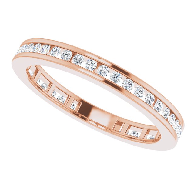 14K Gold Round Natural Diamond Stackable Ring – 3/8 CTW - Rose Gold - view 5