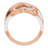 14K Gold Round Natural Diamond Interlocking Ring II - Rose Gold - view 2