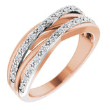 14K Gold Round Natural Diamond Criss-Cross Ring No. 21