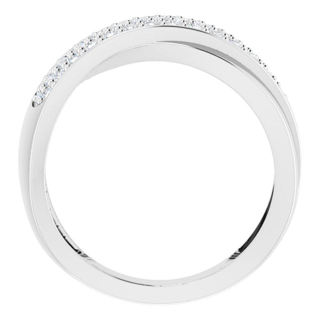 14K Gold Round Natural Diamond Criss-Cross Ring – 5/8 CTW - view 2