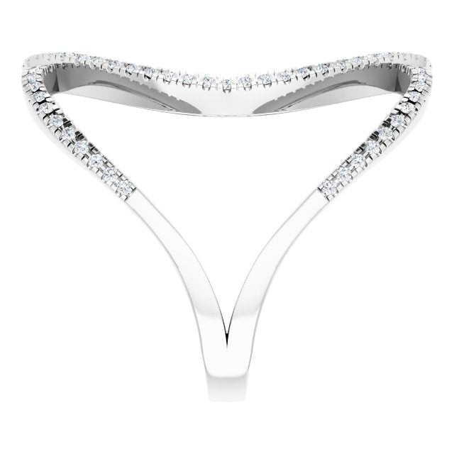 14K Gold Round Natural Diamond Interlocking Ring II - White Gold - view 4